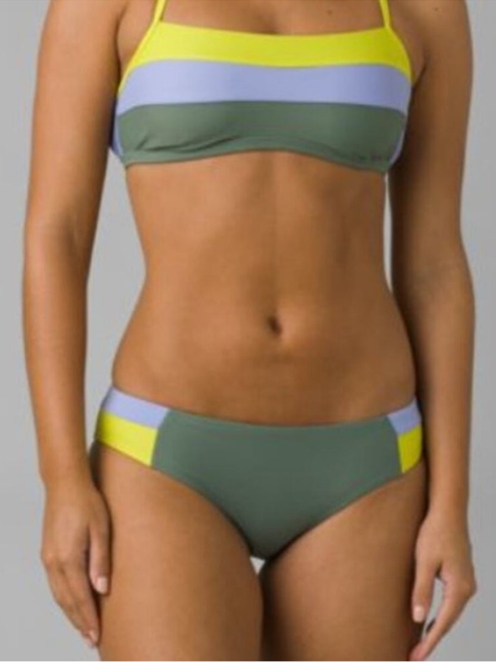 Prana NEW green color block Innix bikini bottom size large UPF 50+